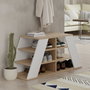 Hanah Home Pyramid Shoe Bench - Roble y Blanco
